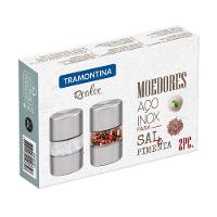 Conjunto De Moedores Para Sal E Pimenta Realce Em Aço Inox E Acrílico Com Moinho Em Cerâm - 7