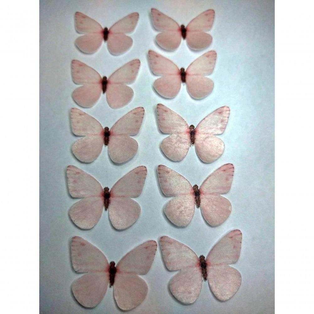 Borboleta Rosa Claro ( Kit Com 10 Un) 2,5 Cm - 2
