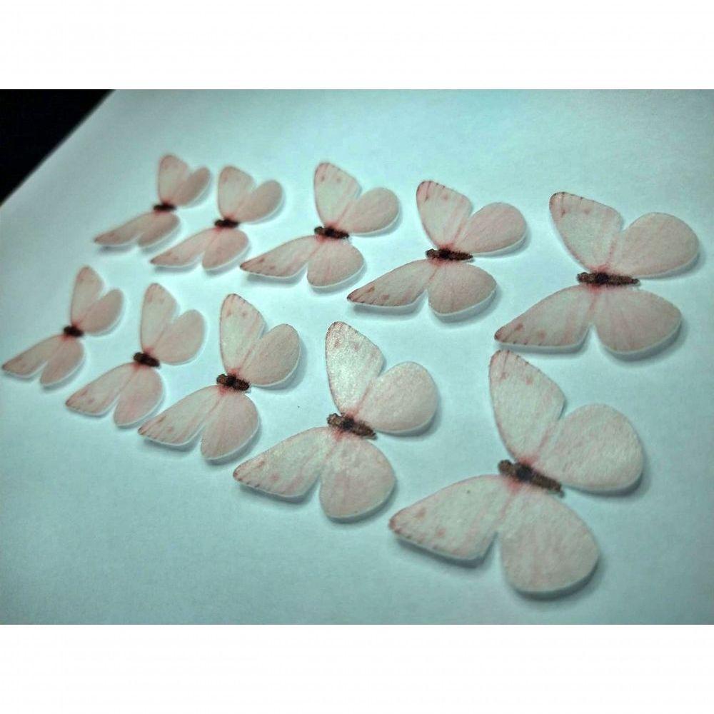 Borboleta Rosa Claro ( Kit Com 10 Un) 2,5 Cm - 3