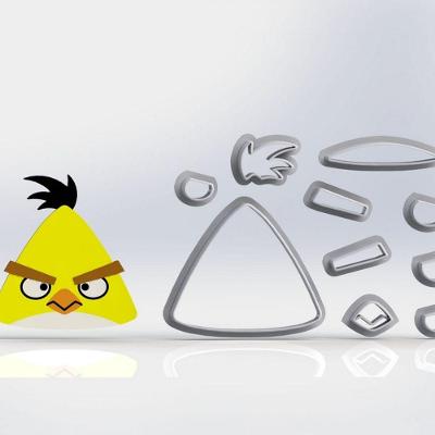 Cortador Angry Birds Chuck Modular Tamanho 5Cm