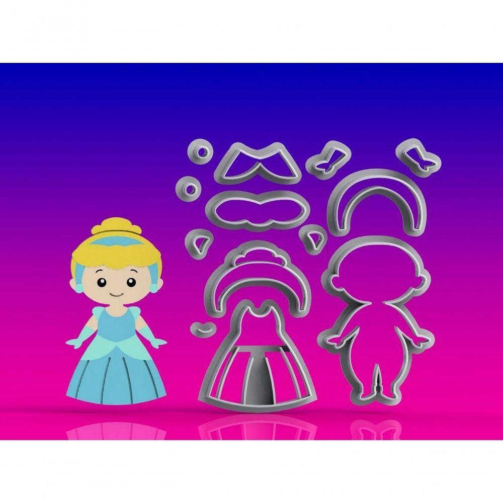 Cortador Princesa Cinderela Modular Tamanho 10 Cm - 1