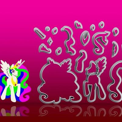 Cortador My Little Pony- Celéstia Modular Tamanho 6cm
