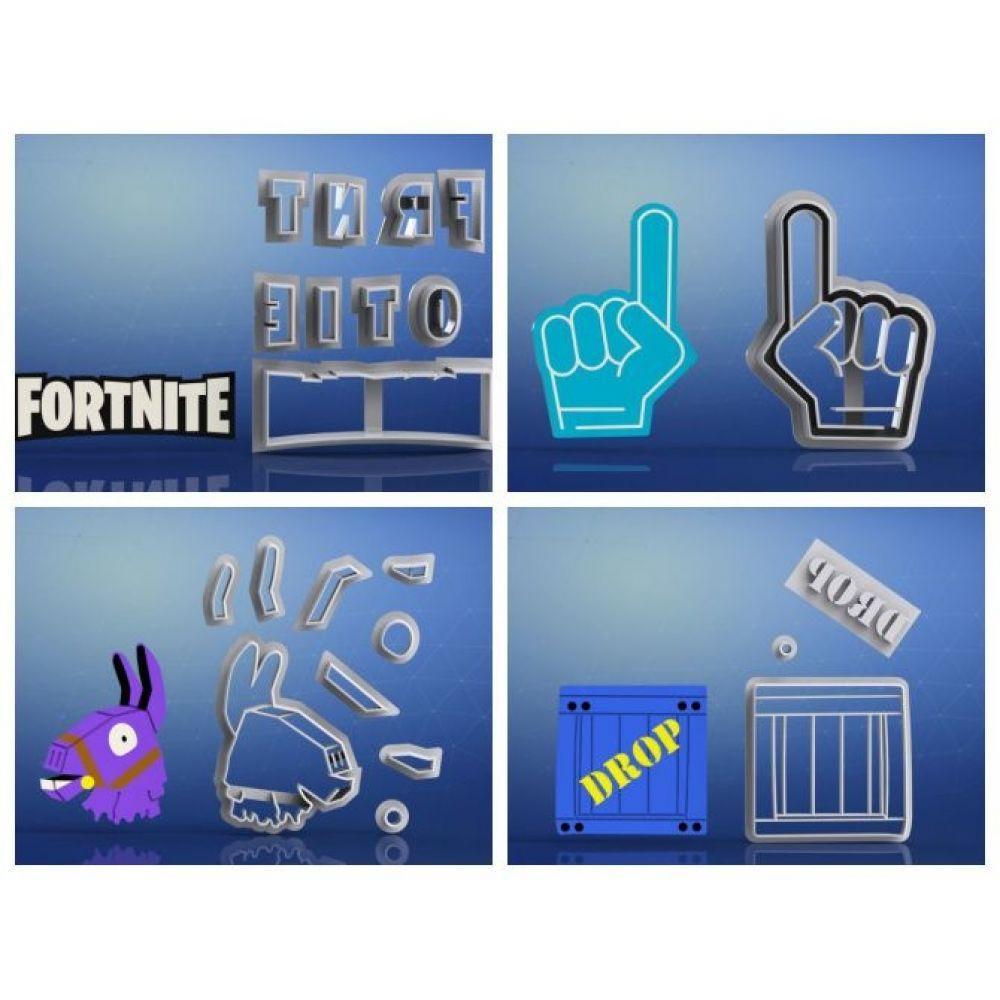 Cortador Kit Fortnite 4 Modelos Modulares Mod 2 Tamanho 5Cm - 1