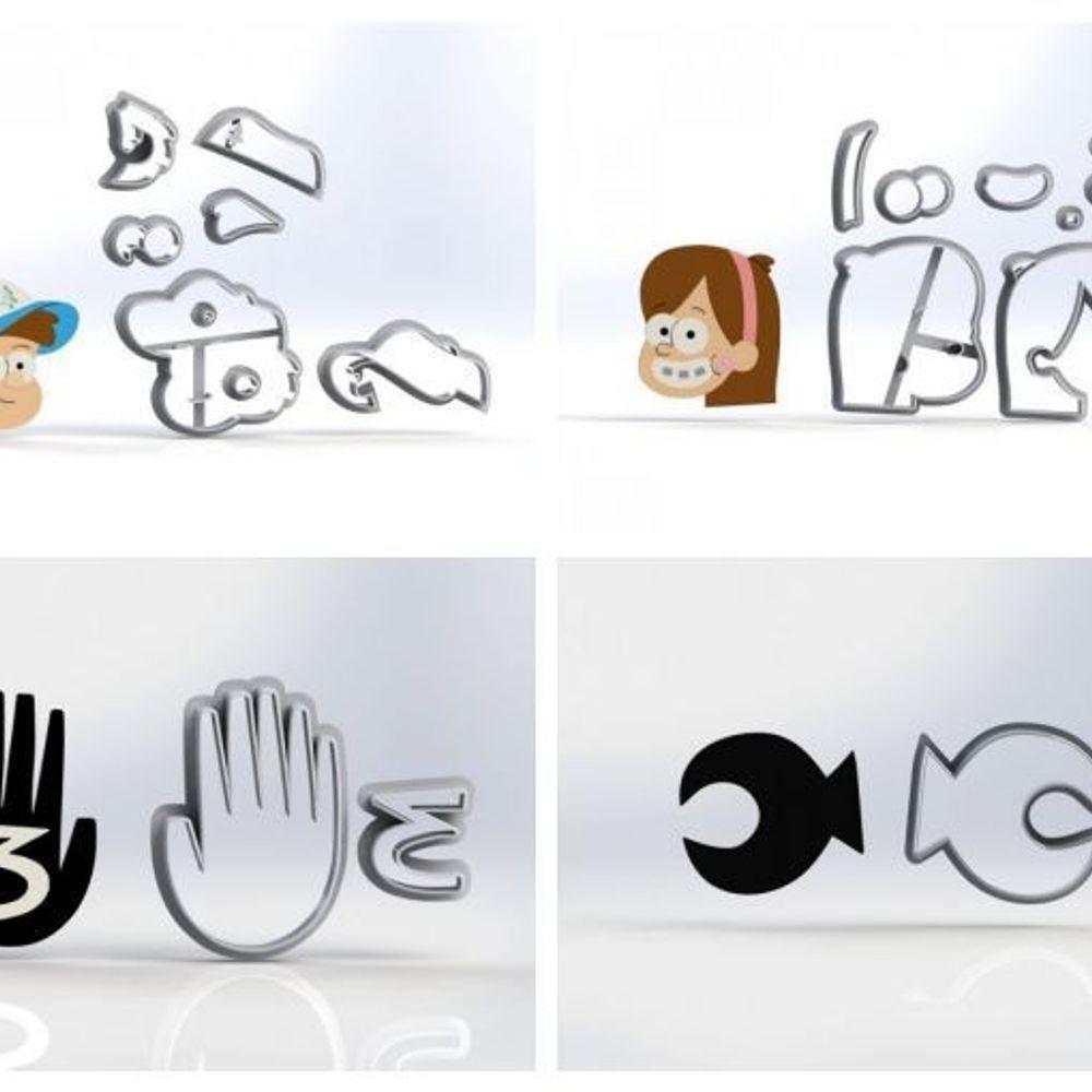 Cortador Kit Gravity Falls 4 Modelos Tamanho 5Cm - 1