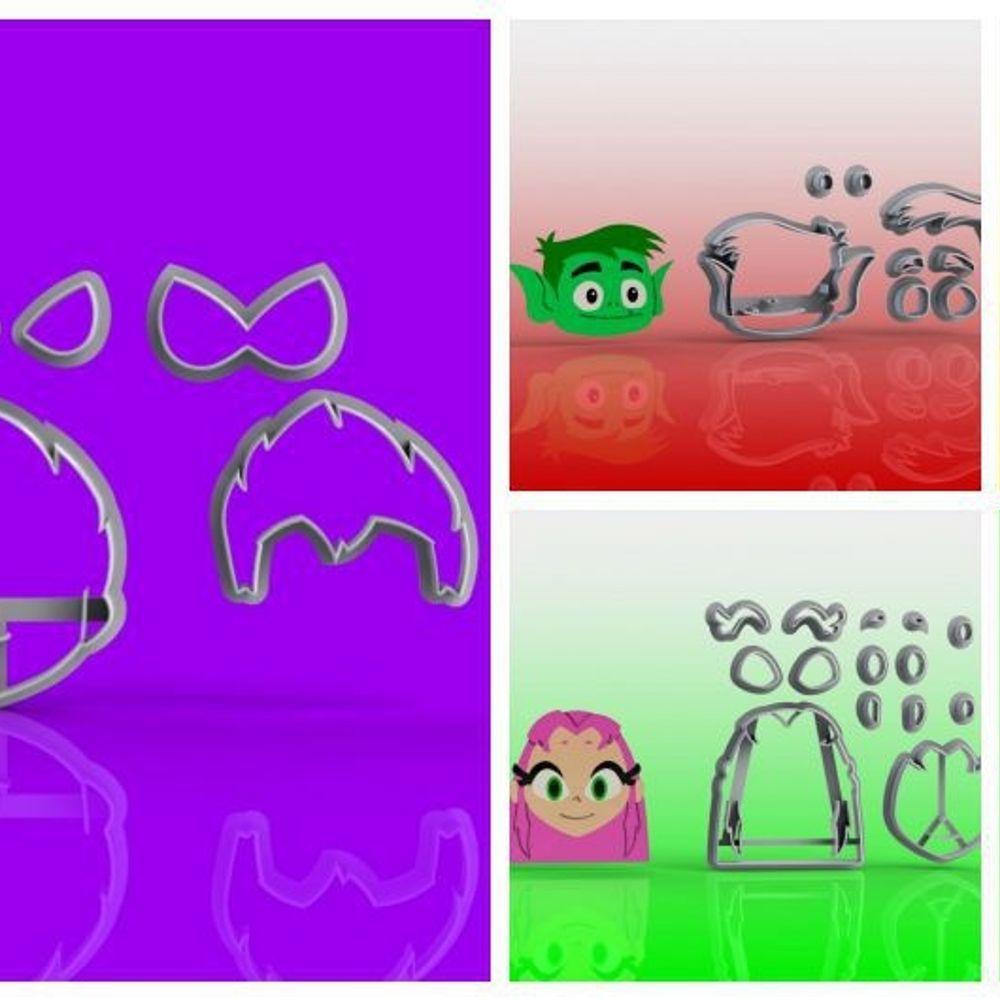 Cortador Jovens Titãs 5 Personagens Modulares Tamanho 5Cm - 1