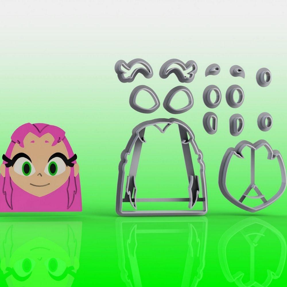 Cortador Jovens Titãs 5 Personagens Modulares Tamanho 5Cm - 3