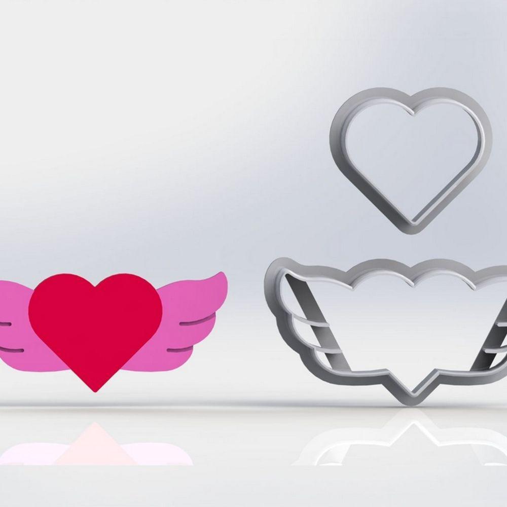 Cortador Dia Dos Namorados Coração Com Asas Tamanho 7Cm - 1