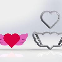 Cortador Dia Dos Namorados Coração Com Asas Tamanho 7Cm - 1