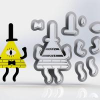 Cortador Kit Gravity Falls 4 Modelos Mod 2 Tamanho 8Cm