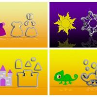 Cortador Kit Rapunzel 4 Modelos Tamanho 5Cm - 1