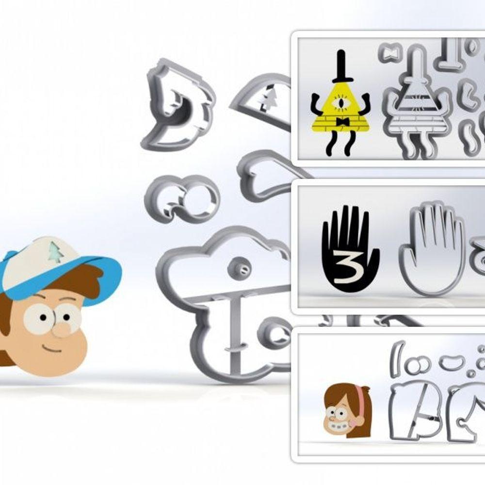 Cortador Kit Gravity Falls 4 Modelos Mod 2 Tamanho 5Cm - 1