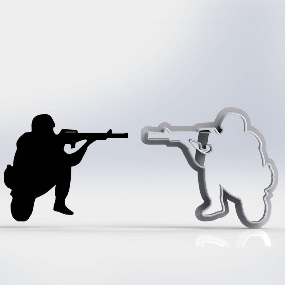 Cortador Free Fire Soldado Mod 1 Tamanho 6cm - 1