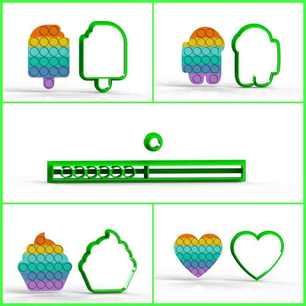 Cortador Kit Pop It 4 Modelos Picole Cup Cakes - 1