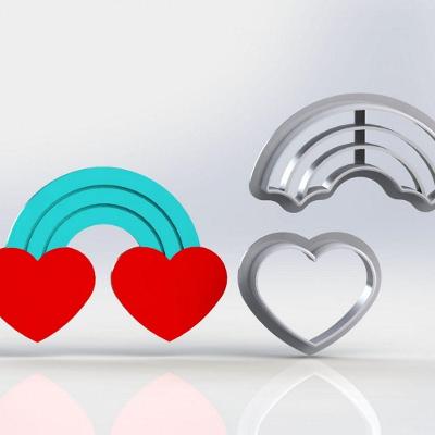 Cortador Dia Dos Namorados Arco Iris Coração Tamanho 9Cm