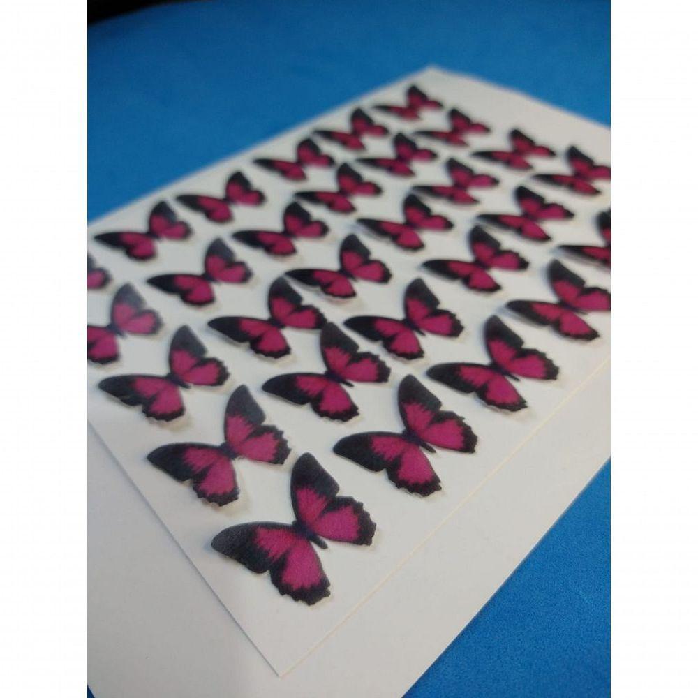 Borboleta Preta com Rosa Mod 1 2,5cm - 1
