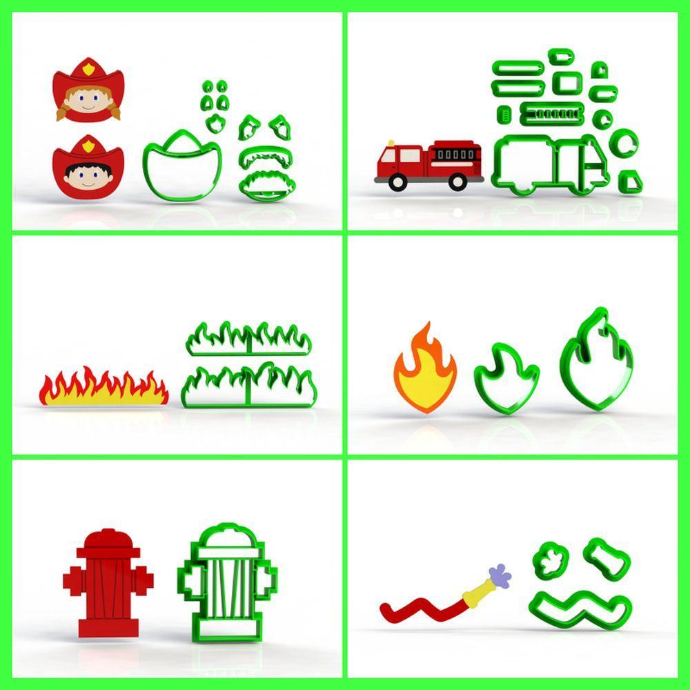 Cortador Kit Bombeiros 6 Modelos Modulares Tamanho 5Cm - 1