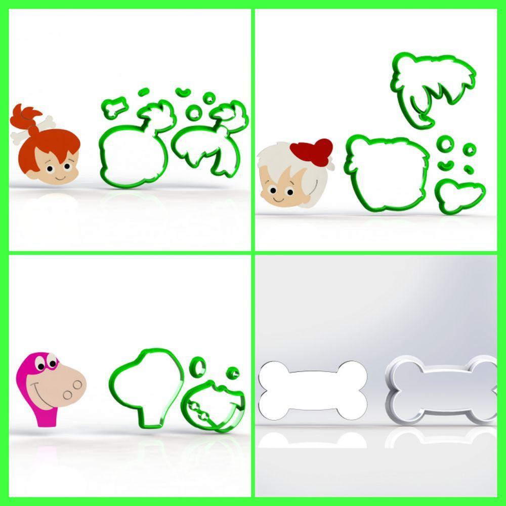 Cortador Kit Flintstones - 4 Modelos Modulares Tamanho 6 Cm - 1