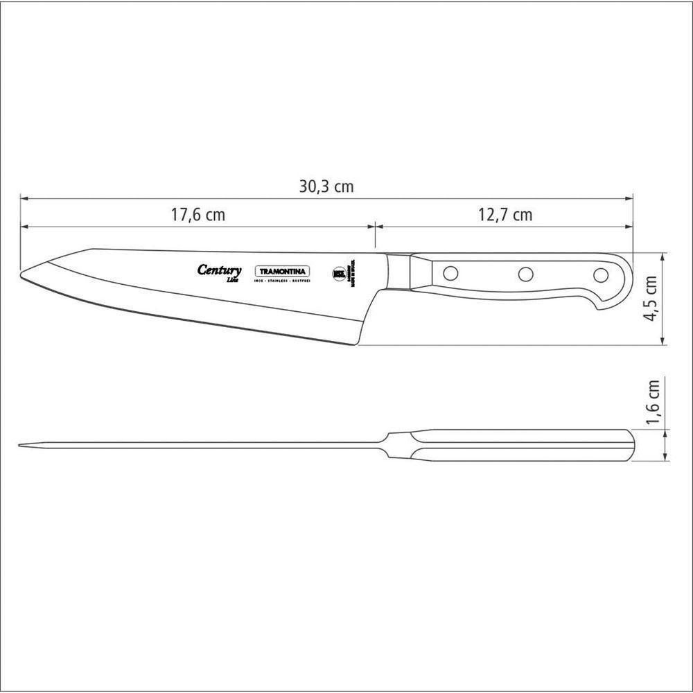 Faca Para Fatiar E Picar Century Com Lâmina Em Aço Inox E Cabo De Policarbonato Com Fibra - 4