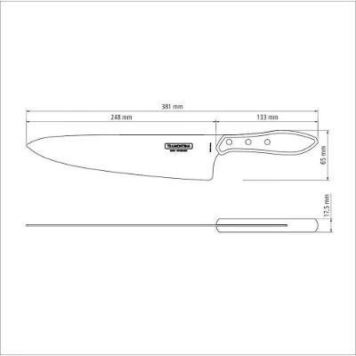 Faca Tramontina Para Carne 10" Em Aço Inox E Cabo Castanho Polywood Tramontina