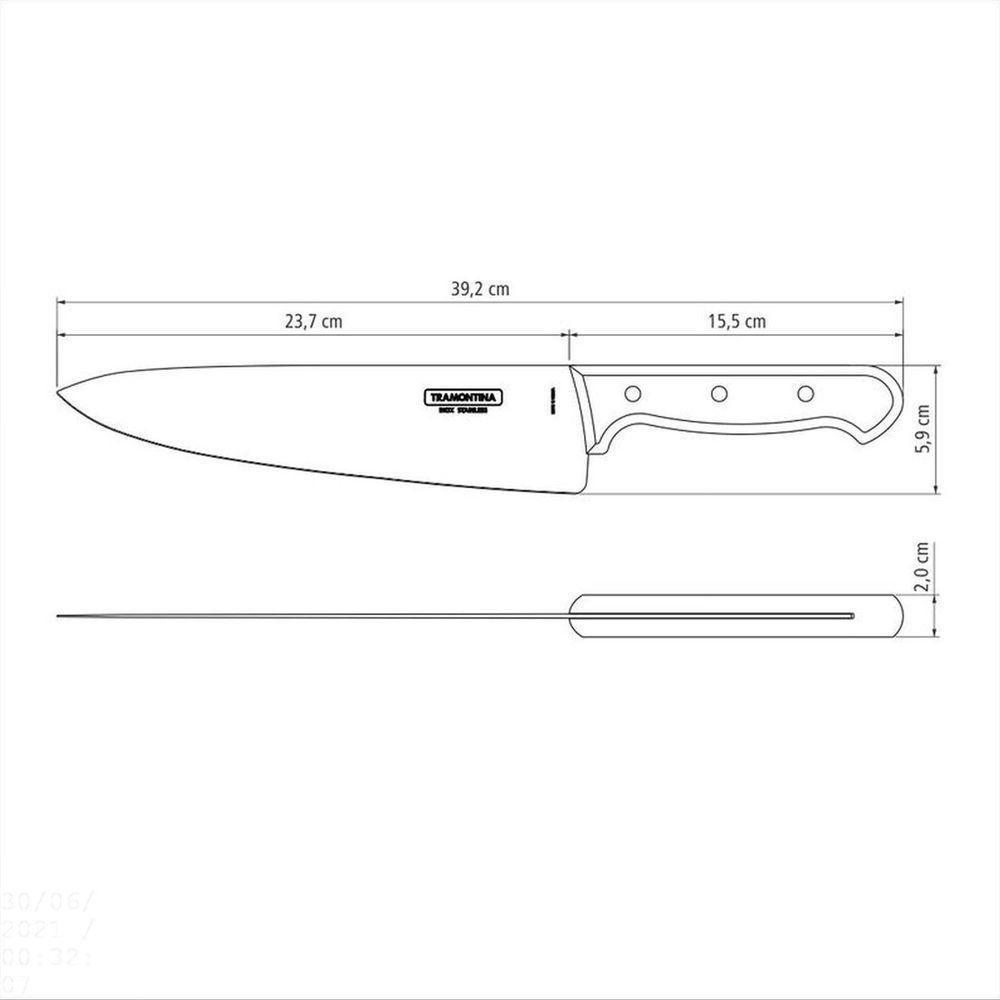 Faca Tramontina Para Carne 10" Lâmina Em Aço Inox E Cabo Castanho Polywood Tramontina - 8