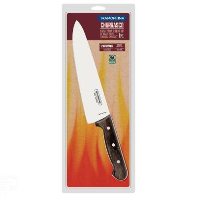 Faca Tramontina Para Carne 10" Lâmina Em Aço Inox E Cabo Castanho Polywood Tramontina