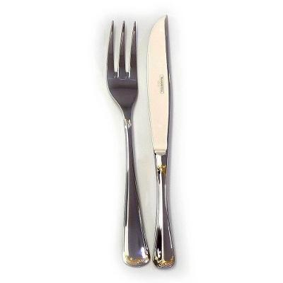 Par De Talher Trinchante Sevilha Com Detalhes Em Dourado Garfo E Faca Para Servir