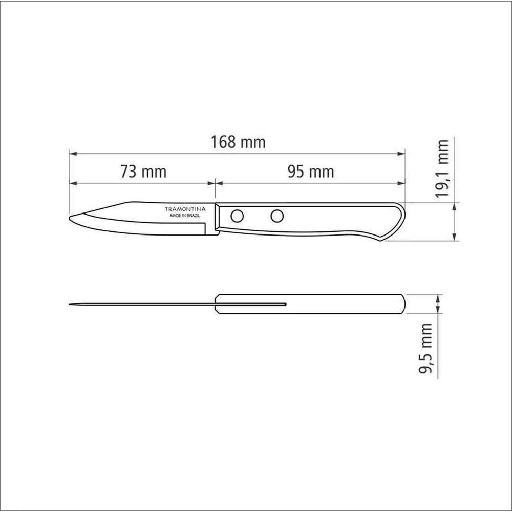 Faca Para Legumes E Frutas Polywood Com Lâmina Em Aço Inox E Cabo De Madeira Castanho 3" - 2