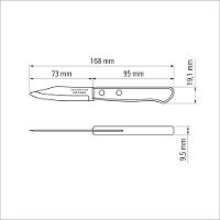 Faca Para Legumes E Frutas Polywood Com Lâmina Em Aço Inox E Cabo De Madeira Castanho 3" - 2
