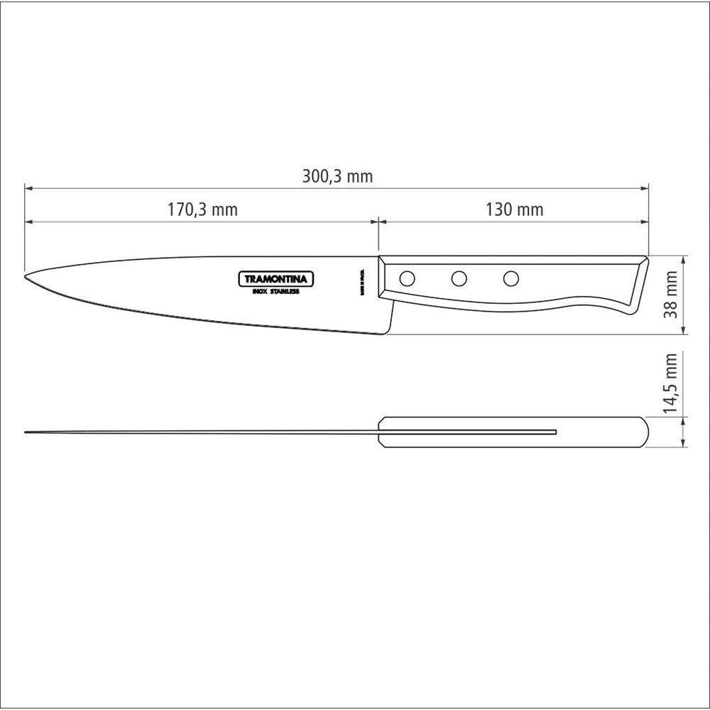 Faca Peixeira E Cozinha Tradicional Com Lâmina Em Aço Inox E Cabo Em Madeira Natural 7" - 2