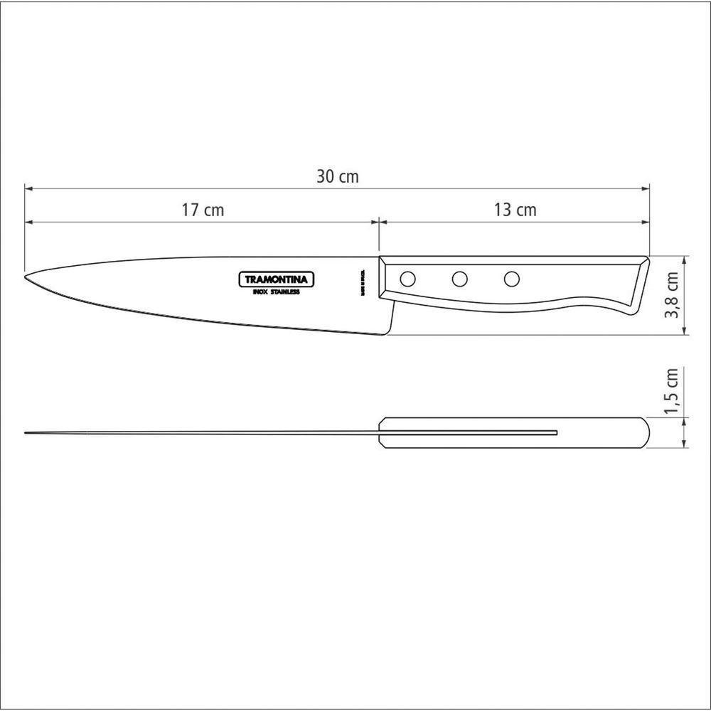 Faca Peixeira E Cozinha Tradicional Com Lâmina Em Aço Inox E Cabo Em Madeira Natural 7" - 3