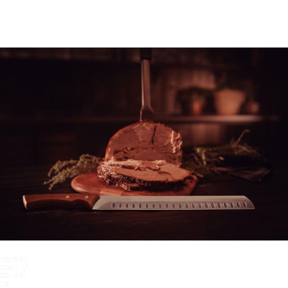 Faca Para Fatiar Churrasco Black Com Lâmina Em Aço Inox Escurecido E Cabo De Madeira 12" - 4