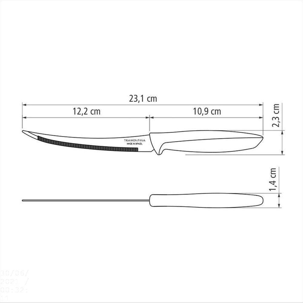 Faca Para Tomate Plenus Com Lâmina Em Aço Inox E Cabo De Polipropileno Preto 5" - 6