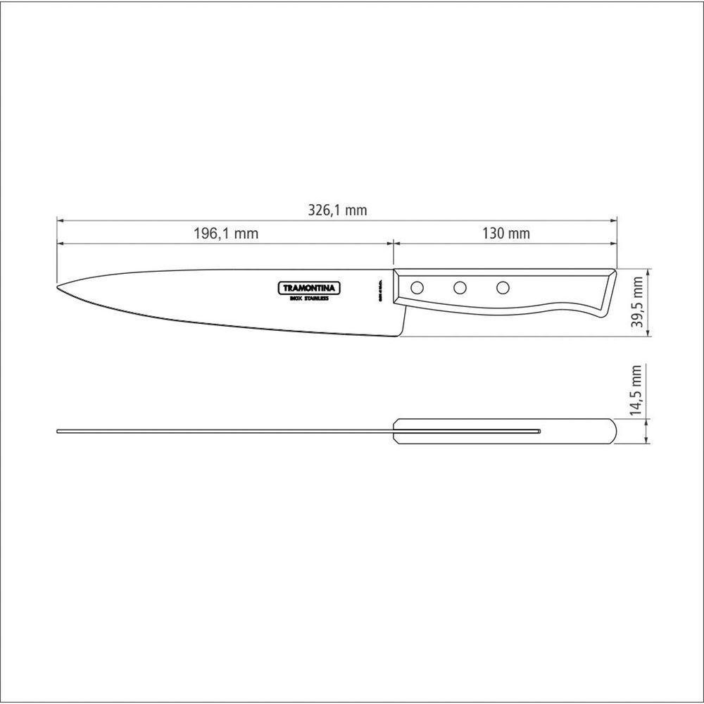 Faca Peixeira E Cozinha Tradicional Com Lâmina Em Aço Inox E Cabo Em Madeira Natural 8" - 3
