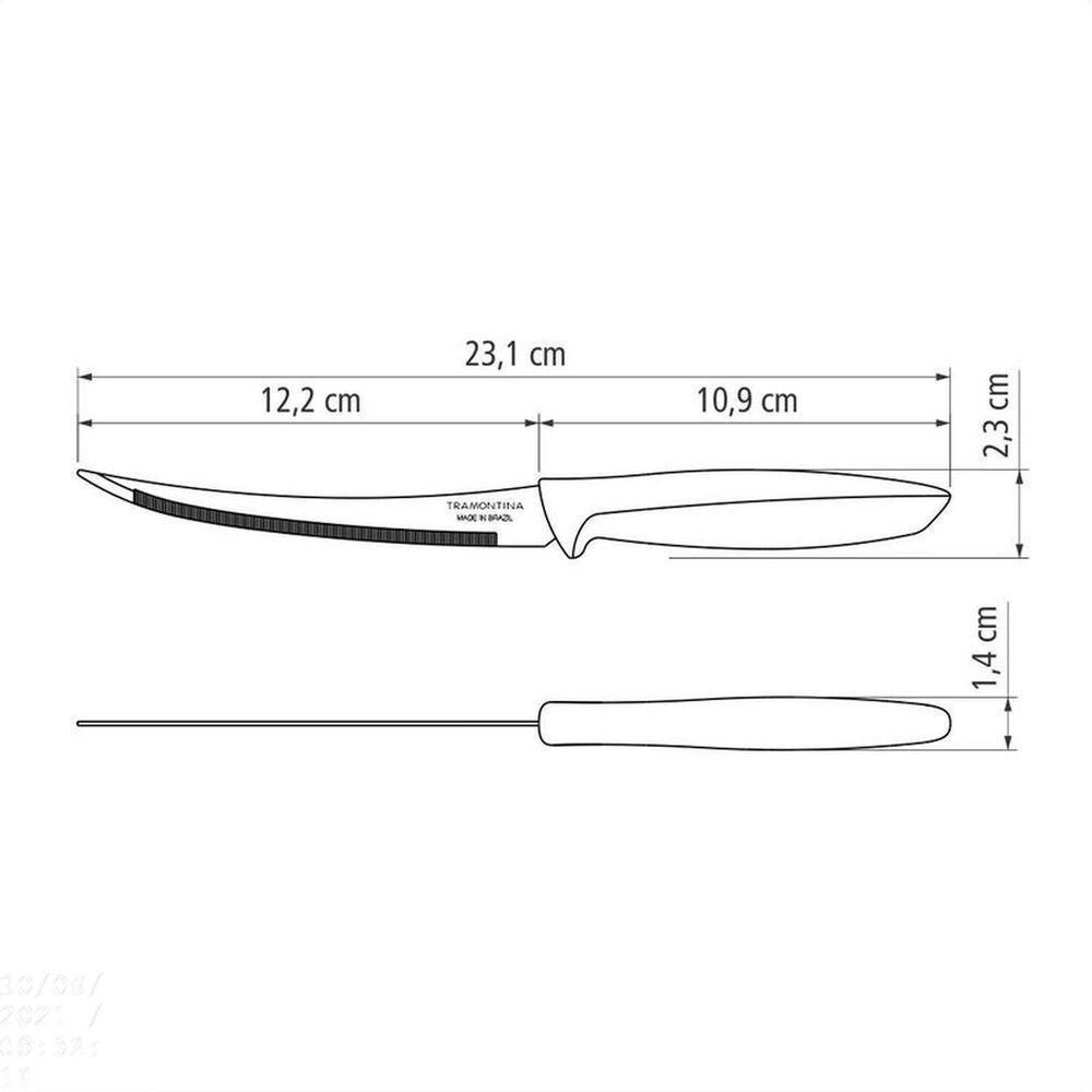 Faca Para Tomate Plenus Com Lâmina Em Aço Inox E Cabo De Polipropileno Off White 5" - 6