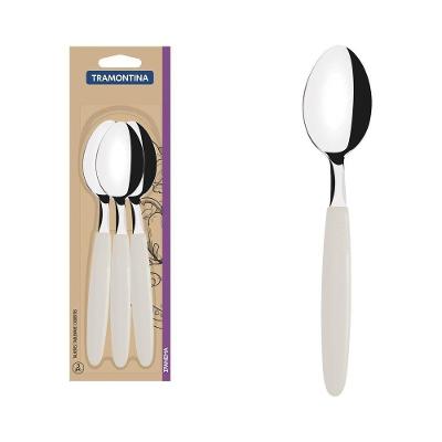 Conjunto De Colheres De Mesa Ipanema Com Lâminas De Aço Inox E Cabo Cinza 3 Peças