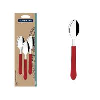 Conjunto De Colheres Para Chá Leme Com Lâminas Em Aço Inox E Cabo Vermelho 3 Peças - 1