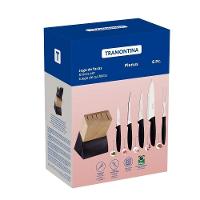 Jogo De Facas Plenus Lâminas Aço Inox Cabos De Polipropileno Suporte De Madeira 6 Peças - 7