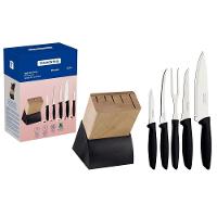 Jogo De Facas Plenus Lâminas Aço Inox Cabos De Polipropileno Suporte De Madeira 6 Peças - 12