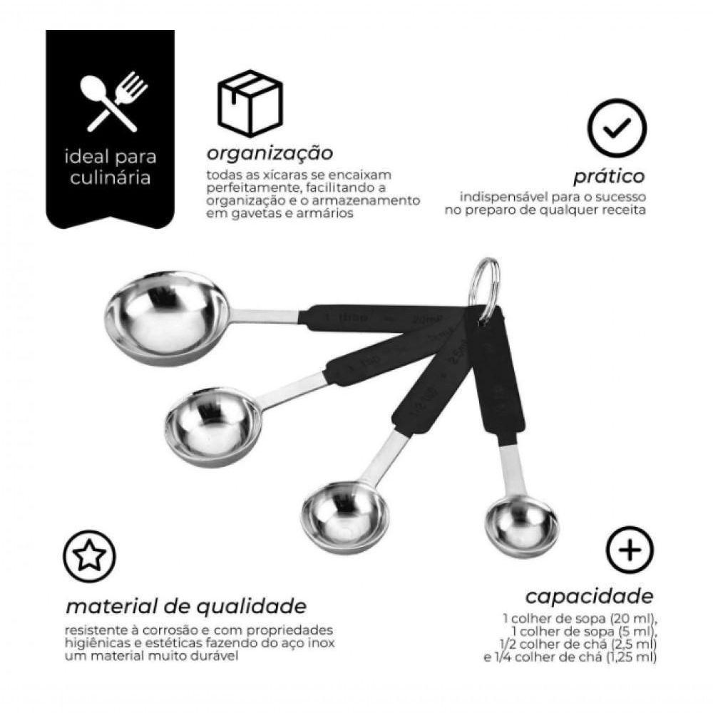 Conjunto De Colheres Medidoras Em Inox Ônix 4 Peças - Mimo - 2