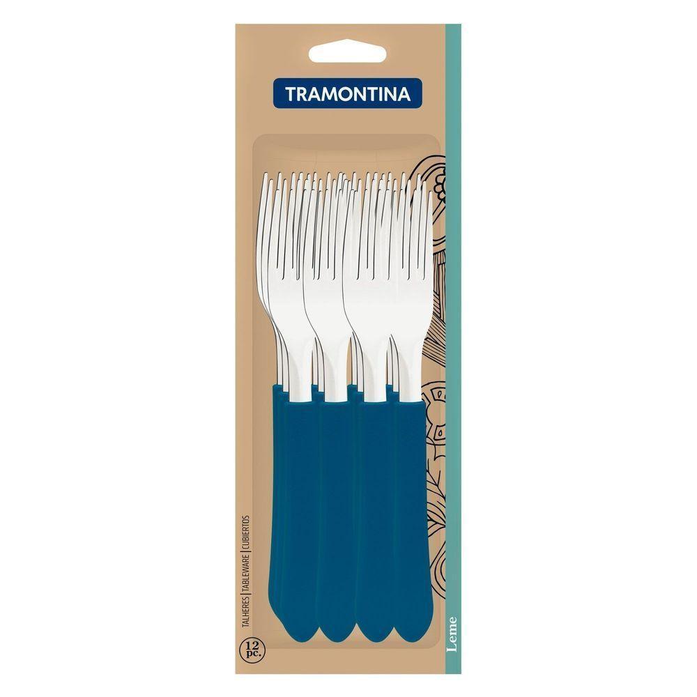 Conjunto De Garfos De Mesa Leme Com Lâminas Em Aço Inox E Cabo Azul Oceano 12 Peças - 3