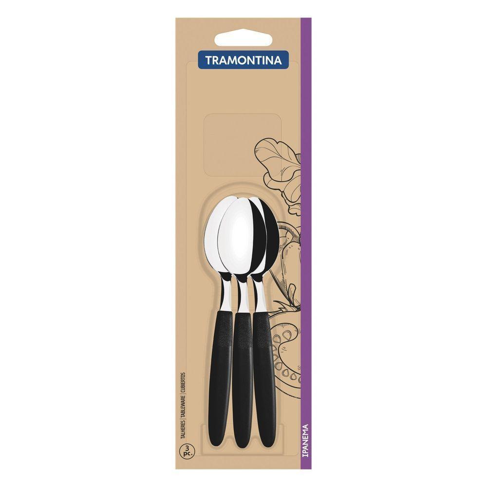 Conjunto De Colheres Para Chá Tramontina Ipanema Em Aço Inox E Cabo Preto 3 Peças Tramontina - 2