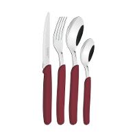 Faqueiro Carmel Com Lâminas Em Aço Inox E Cabos De Polipropileno Carmín Escuro 24 Peças - 3