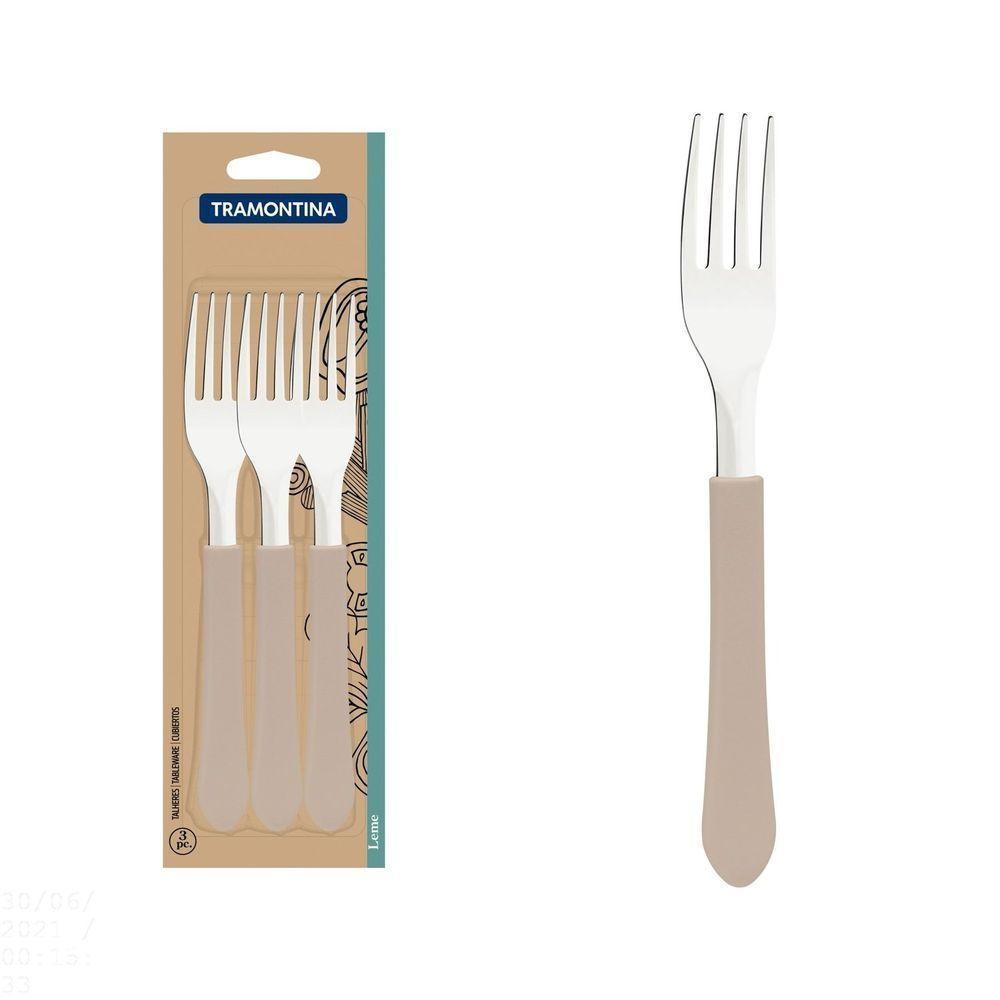 Conjunto De Garfos De Mesa Tramontina Leme Com Lâminas Em Aço Inox E Cabo Cinza 3 Peças Tramontina - 1