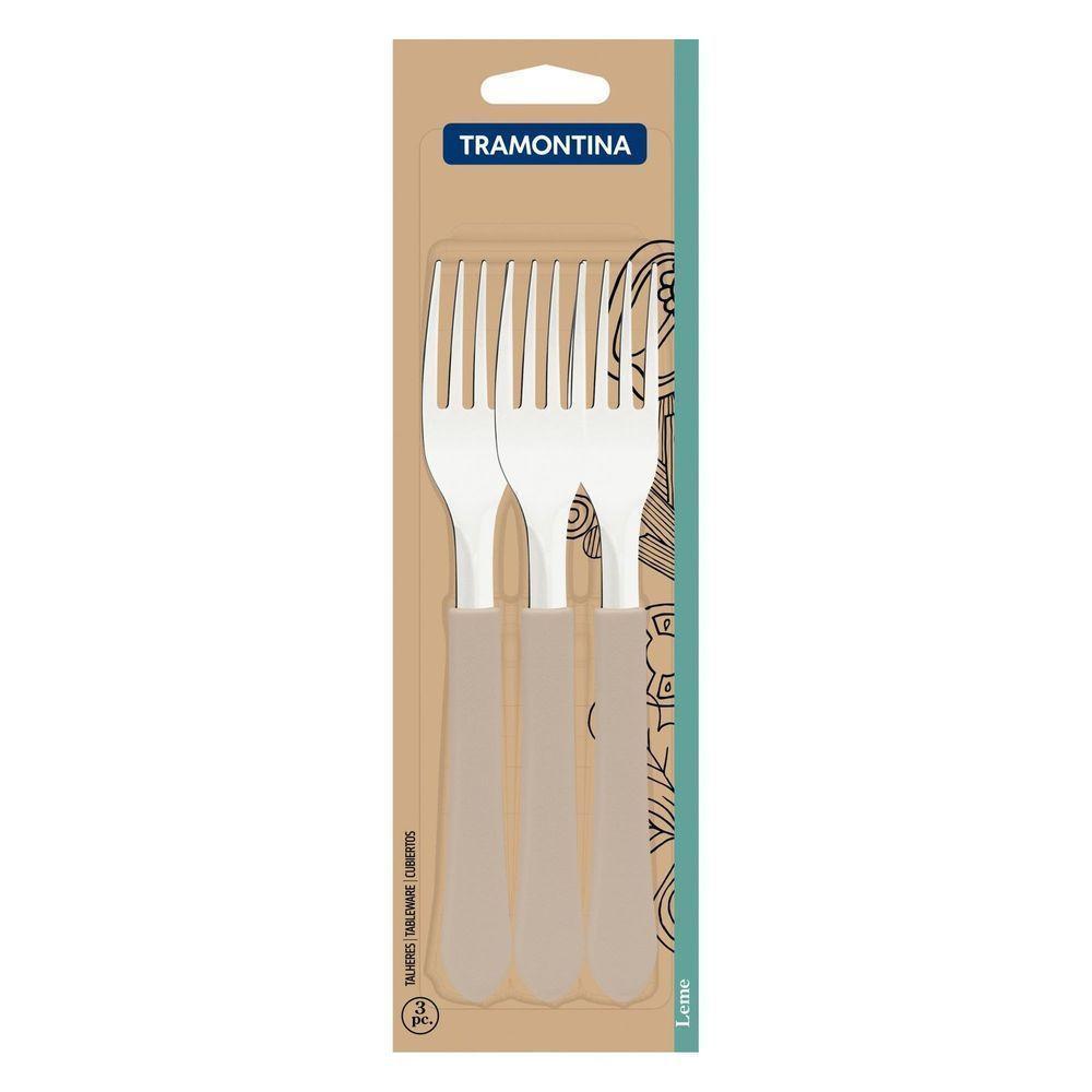 Conjunto De Garfos De Mesa Tramontina Leme Com Lâminas Em Aço Inox E Cabo Cinza 3 Peças Tramontina - 2