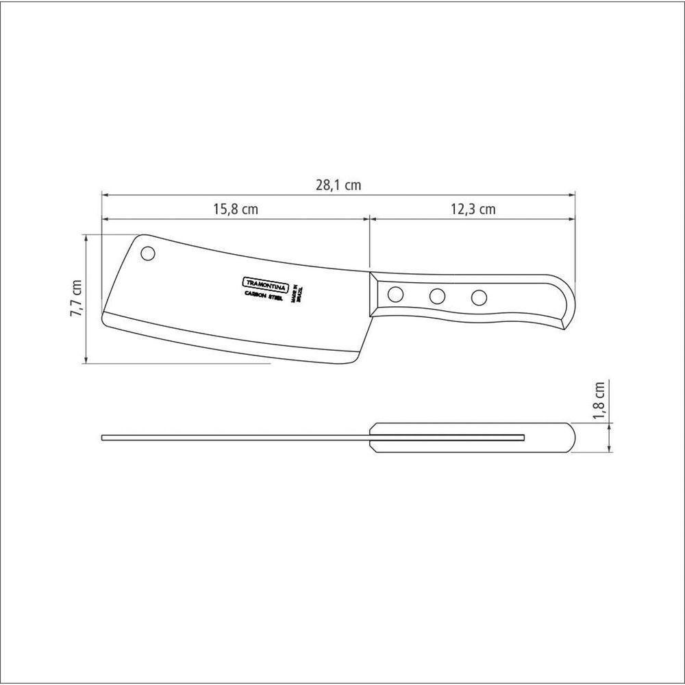 Cutelo Tramontina Com Lâmina Em Aço Carbono Com Cabo De Madeira 6" Tramontina - 3