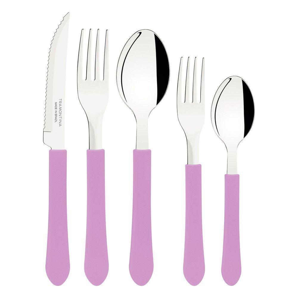 Faqueiro Leme Com Lâminas Em Aço Inox E Cabos De Polipropileno Lavanda 20 Peças - 3