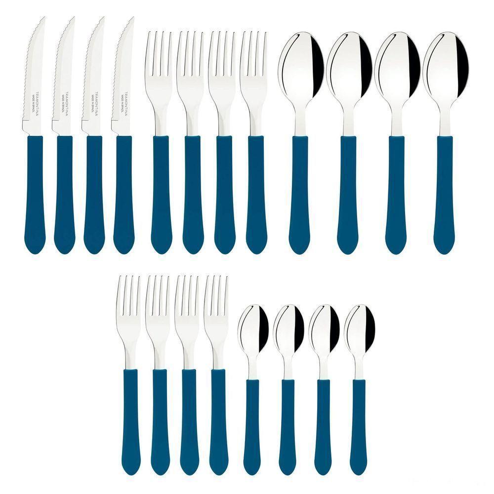 Faqueiro Tramontina Leme Com Lâminas Em Aço Inox E Cabos De Polipropileno Azul 20 Peças Tramontina - 3