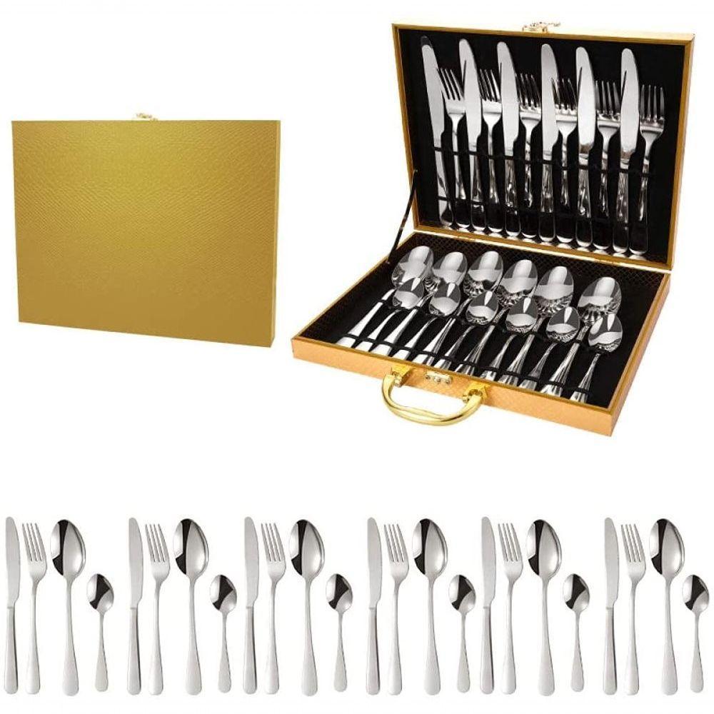 Kit Talher 24 Pçs Em Aço Inoxidável Ss410 - Prata - 1