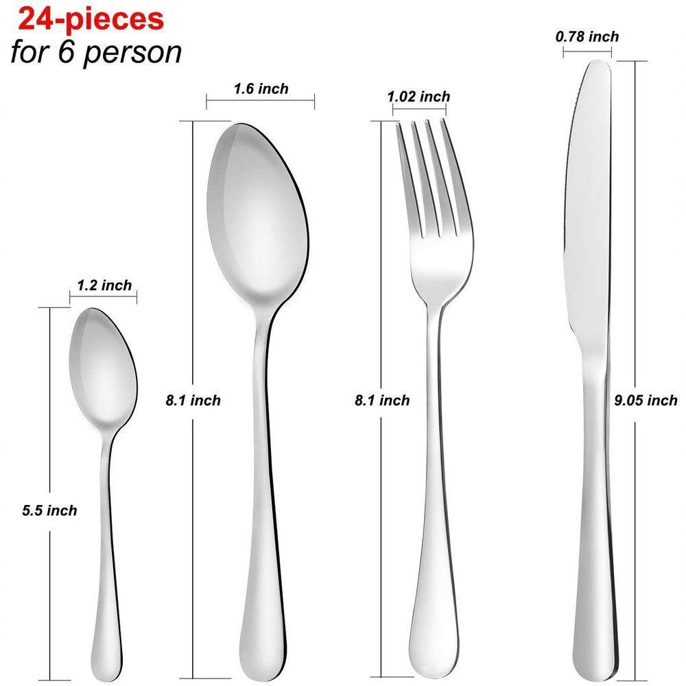 Kit Talher 24 Pçs Em Aço Inoxidável Ss410 - Prata - 3