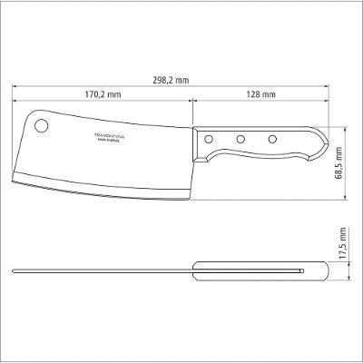Cutelo Tramontina Dynamic Com Lâmina De Aço Inox E Cabo De Madeira Natural 7" Tramontina